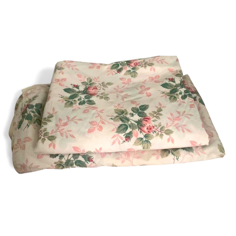 Vintage Queen Sheets Dan River Rose Floral